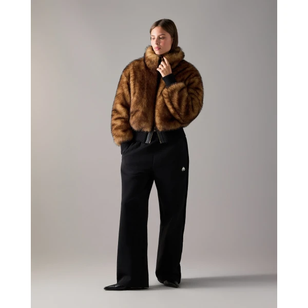 Moose Knuckles Jill Faux Fur Bomber in Gold Cross | Jackets | Luxury Shoes 