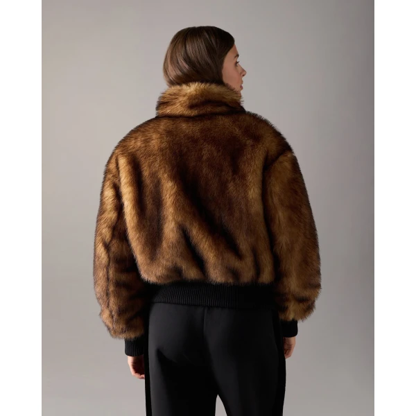 Moose Knuckles Jill Faux Fur Bomber in Gold Cross | Jackets | Luxury Shoes 