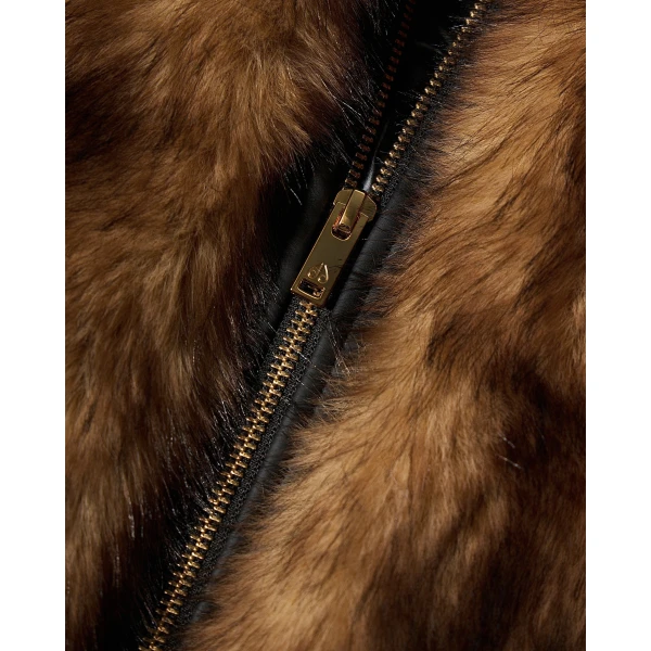 Moose Knuckles Jill Faux Fur Bomber in Gold Cross | Jackets | Luxury Shoes 