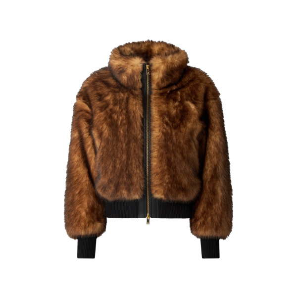 Moose Knuckles Jill Faux Fur Bomber in Gold Cross | Luxury Shoes 