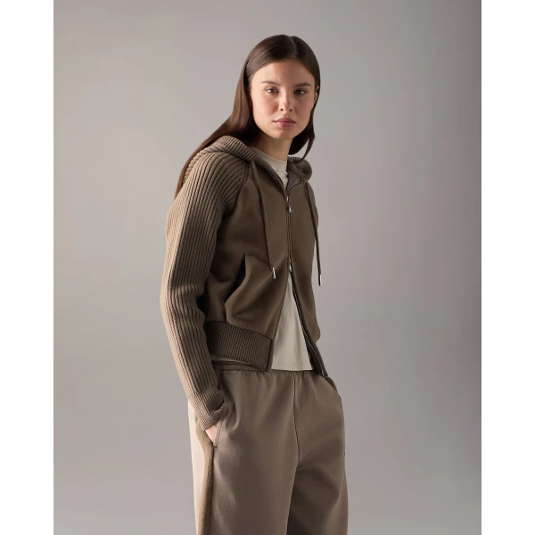 Moose Knuckles Junction Hooded Hybrid Sweater in Ashen | Sweaters | Luxury Shoes 