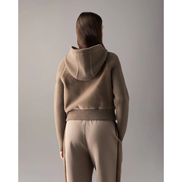 Moose Knuckles Junction Hooded Hybrid Sweater in Ashen | Sweaters | Luxury Shoes 