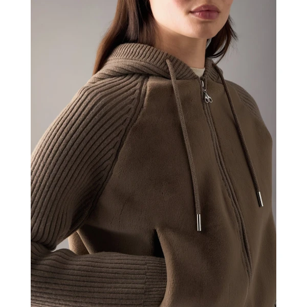 Moose Knuckles Junction Hooded Hybrid Sweater in Ashen | Sweaters | Luxury Shoes 