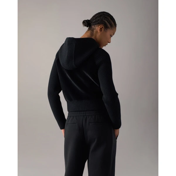 Moose Knuckles Junction Hooded Hybrid Sweater in Black | Sweaters | Luxury Shoes 