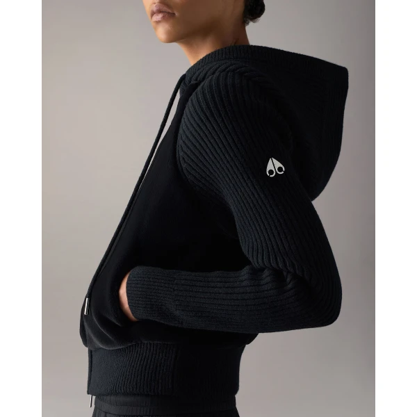 Moose Knuckles Junction Hooded Hybrid Sweater in Black | Sweaters | Luxury Shoes 