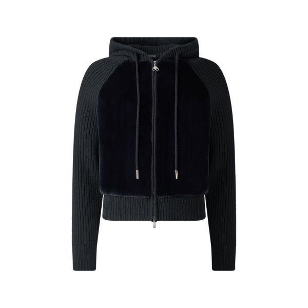Moose Knuckles Junction Hooded Hybrid Sweater in Black | Luxury Shoes 