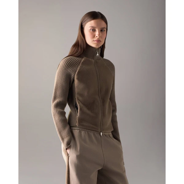 Moose Knuckles Junction Zip-Up Hybrid Sweater in Ashen | Sweaters | Luxury Shoes 