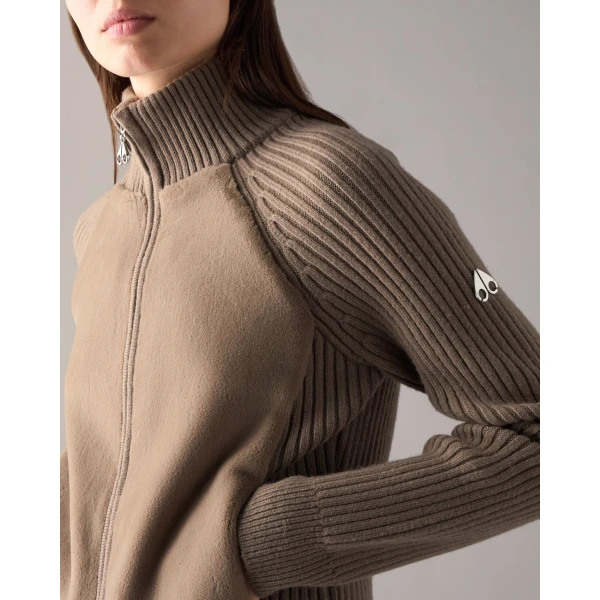 Moose Knuckles Junction Zip-Up Hybrid Sweater in Ashen | Sweaters | Luxury Shoes 