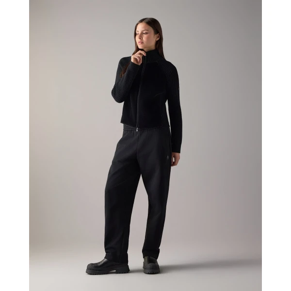 Moose Knuckles Junction Zip-Up Hybrid Sweater in Black | Sweaters | Luxury Shoes 