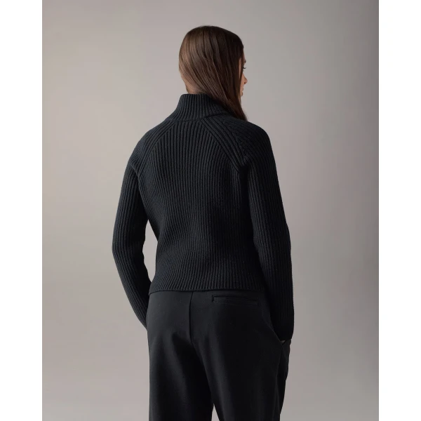 Moose Knuckles Junction Zip-Up Hybrid Sweater in Black | Sweaters | Luxury Shoes 