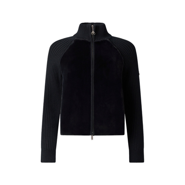 Moose Knuckles Junction Zip-Up Hybrid Sweater in Black | Luxury Shoes 