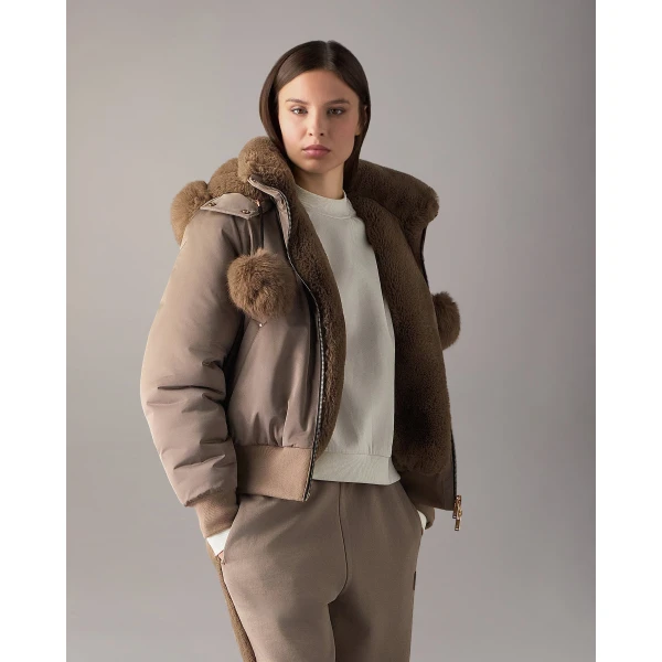 Moose Knuckles Luxe Satin Reversible Bomber in Ashen | Jackets | Luxury Shoes 