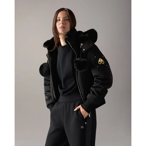 Moose Knuckles Luxe Satin Reversible Bomber in Black | Jackets | Luxury Shoes 