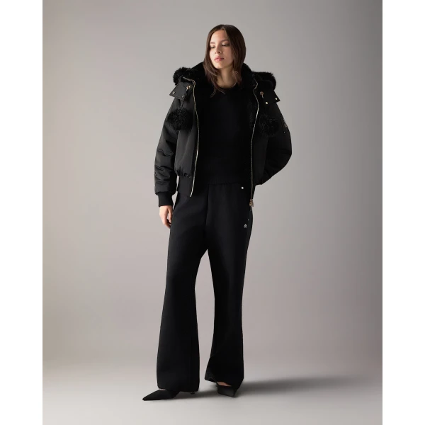 Moose Knuckles Luxe Satin Reversible Bomber in Black | Jackets | Luxury Shoes 