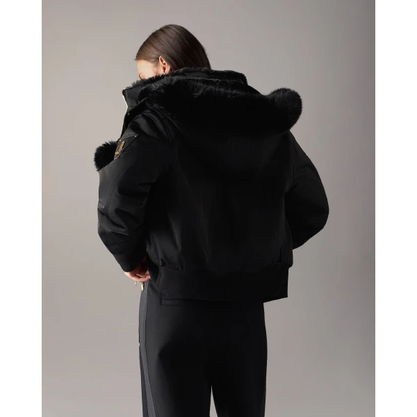 Moose Knuckles Luxe Satin Reversible Bomber in Black | Jackets | Luxury Shoes 