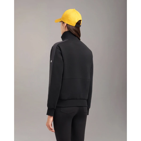 Moose Knuckles Mix Media Quarter Zip Sweater in Black | Sweaters | Luxury Shoes 