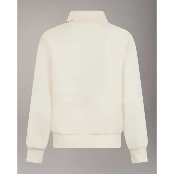 Moose Knuckles Mix Media Quarter Zip Sweater in Plaster | Sweaters | Luxury Shoes 