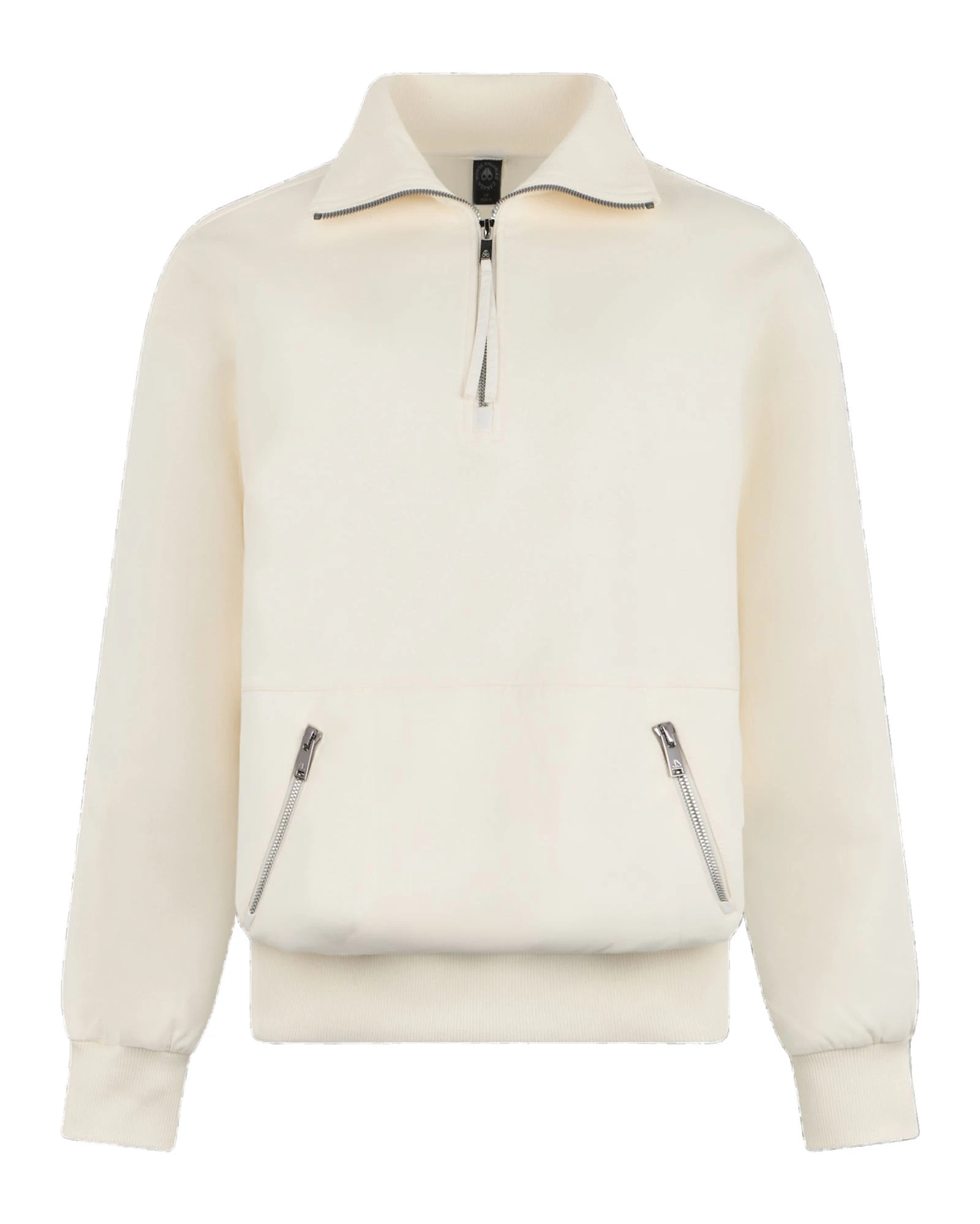 Moose Knuckles Mix Media Quarter Zip Sweater in Plaster Moose Knuckles Mix Media Quarter Zip Sweater in Plaster | Luxury Shoes