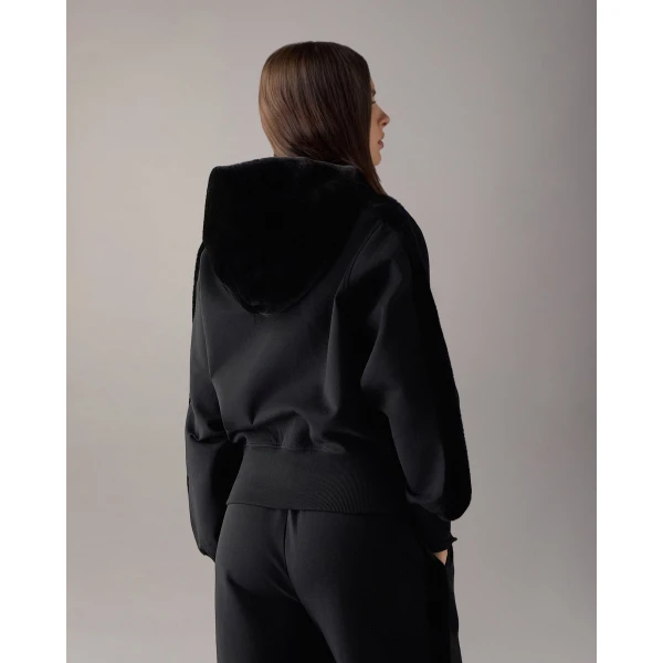 Moose Knuckles Mixed Media Bunny Hoodie in Black | Hoodies | Luxury Shoes 