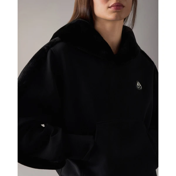 Moose Knuckles Mixed Media Bunny Hoodie in Black | Hoodies | Luxury Shoes 