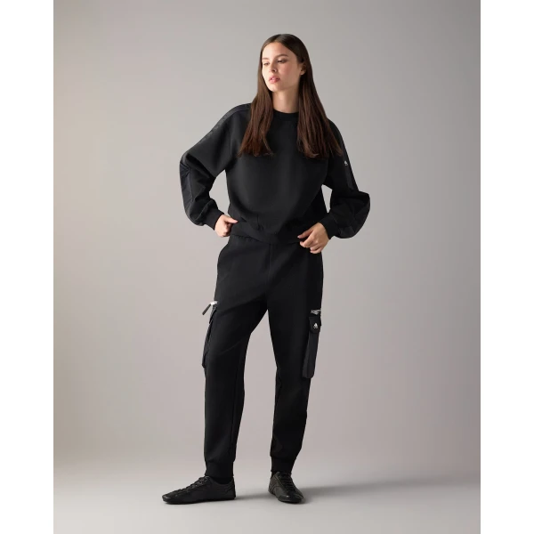 Moose Knuckles Mixed Media Crewneck Sweatshirt in Black | Long Sleeve | Luxury Shoes 
