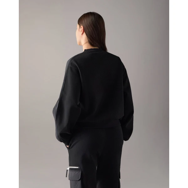 Moose Knuckles Mixed Media Crewneck Sweatshirt in Black | Long Sleeve | Luxury Shoes 