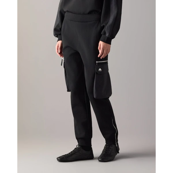 Moose Knuckles Mixed Media Joggers in Black | Sweatpants | Luxury Shoes 