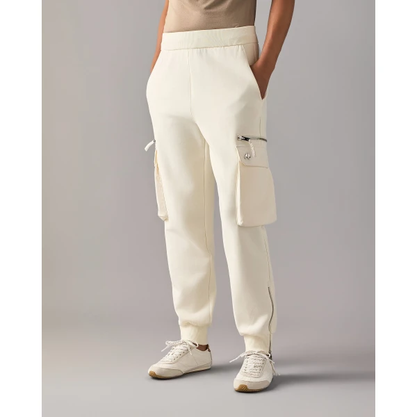 Moose Knuckles Mixed Media Joggers in Plaster | Sweatpants | Luxury Shoes 