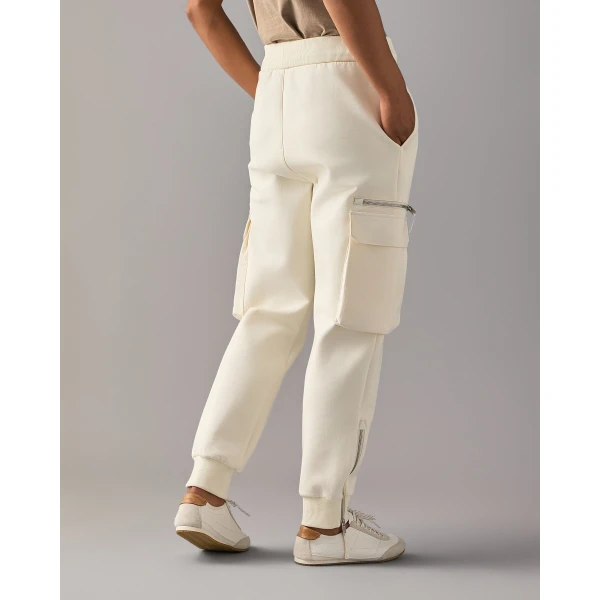Moose Knuckles Mixed Media Joggers in Plaster | Sweatpants | Luxury Shoes 