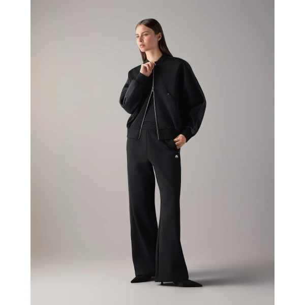 Moose Knuckles Mixed Media Wide-Leg Pants in Black | Pants | Luxury Shoes 