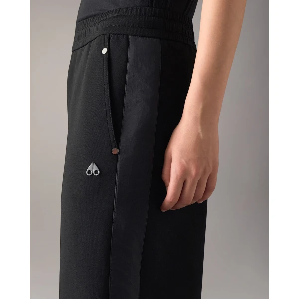 Moose Knuckles Mixed Media Wide-Leg Pants in Black | Pants | Luxury Shoes 