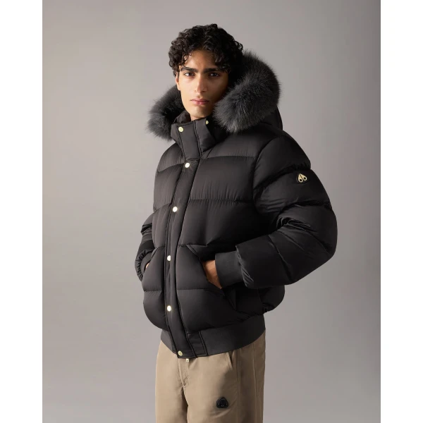 Moose Knuckles Northbound Fox Fur & Down Bomber in Black | Men Jackets | Luxury Shoes 