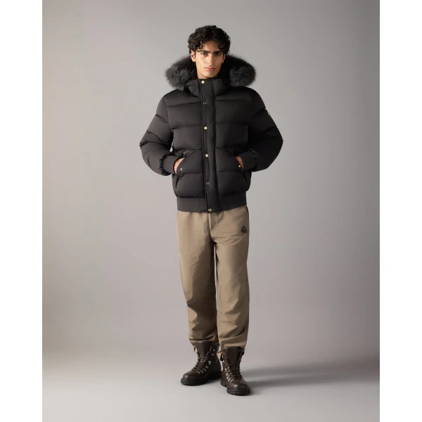 Moose Knuckles Northbound Fox Fur & Down Bomber in Black | Men Jackets | Luxury Shoes 