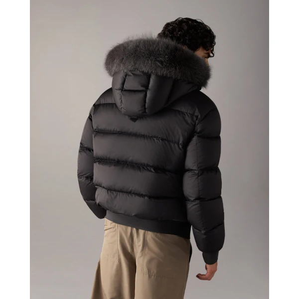 Moose Knuckles Northbound Fox Fur & Down Bomber in Black | Men Jackets | Luxury Shoes 