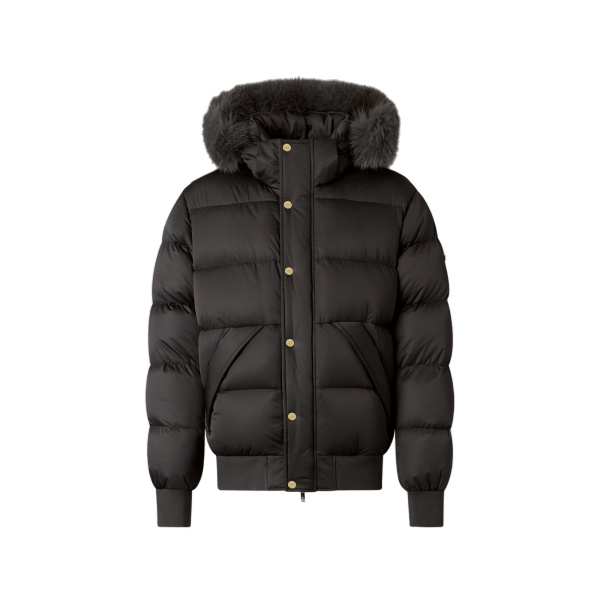 Moose Knuckles Northbound Fox Fur & Down Bomber in Black | Luxury Shoes 