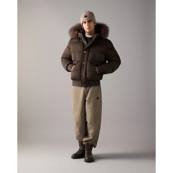 Moose Knuckles Northbound Fox Fur & Down Bomber in Espresso | Men Jackets | Luxury Shoes 