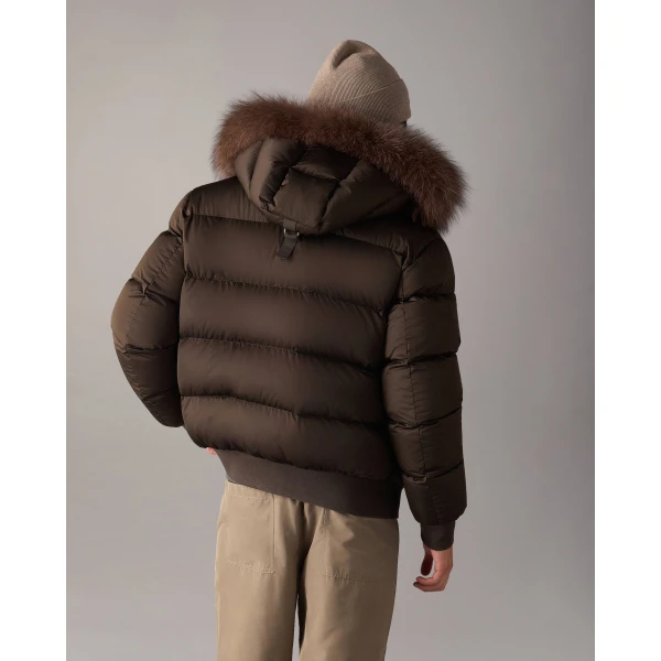 Moose Knuckles Northbound Fox Fur & Down Bomber in Espresso | Men Jackets | Luxury Shoes 