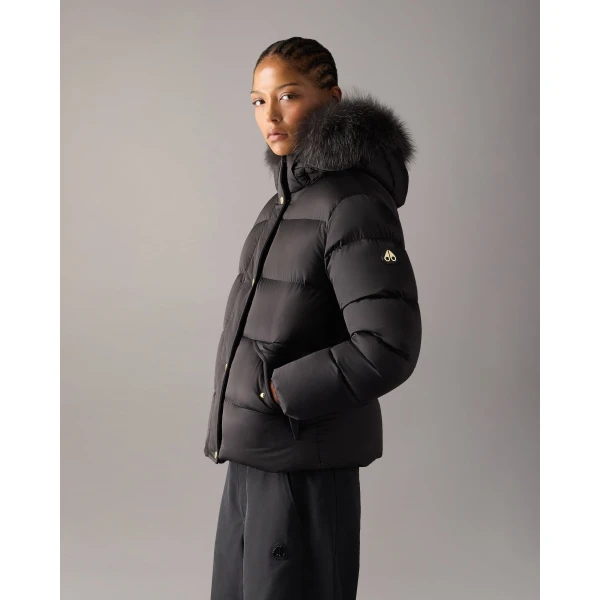 Moose Knuckles Northbound Fox Fur & Down Jacket in Black | Jackets | Luxury Shoes 