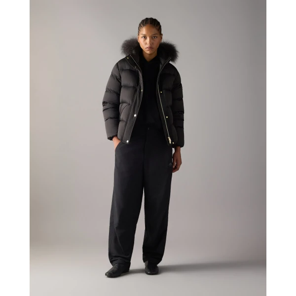 Moose Knuckles Northbound Fox Fur & Down Jacket in Black | Jackets | Luxury Shoes 