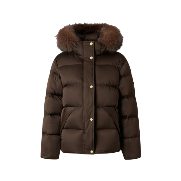 Moose Knuckles Northbound Fox Fur & Down Jacket in Espresso | Luxury Shoes 