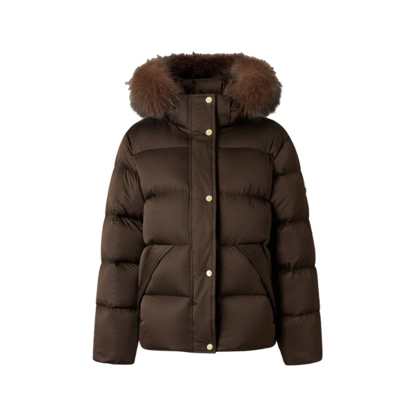 Moose Knuckles Northbound Fox Fur & Down Jacket in Espresso | Luxury Shoes 