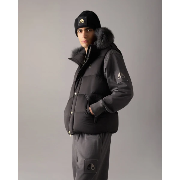 Moose Knuckles Northbound Fox Fur & Down Vest in Black | Men Jackets | Luxury Shoes 