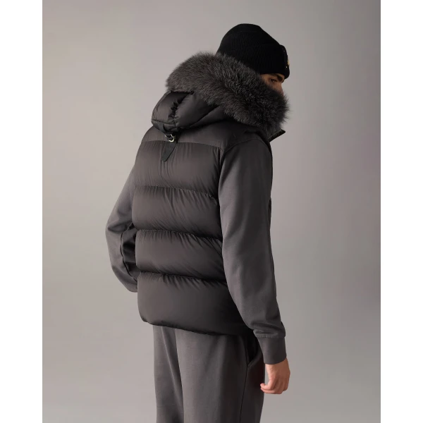 Moose Knuckles Northbound Fox Fur & Down Vest in Black | Men Jackets | Luxury Shoes 