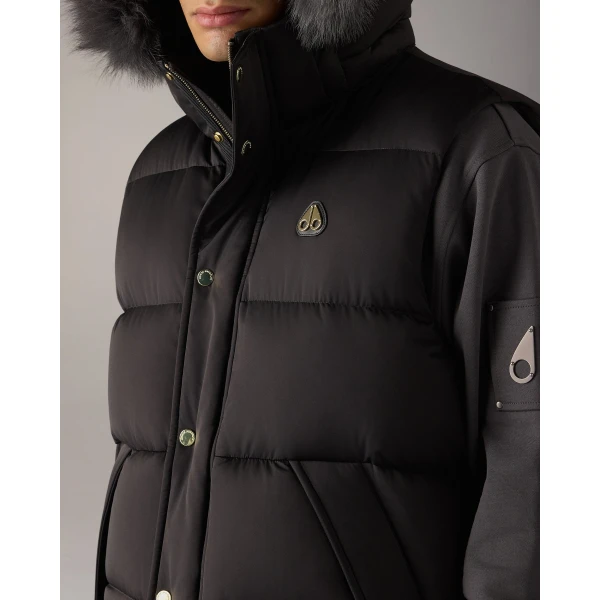 Moose Knuckles Northbound Fox Fur & Down Vest in Black | Men Jackets | Luxury Shoes 