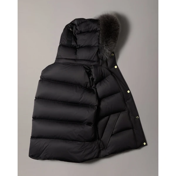 Moose Knuckles Northbound Fox Fur & Down Vest in Black | Vests | Luxury Shoes 