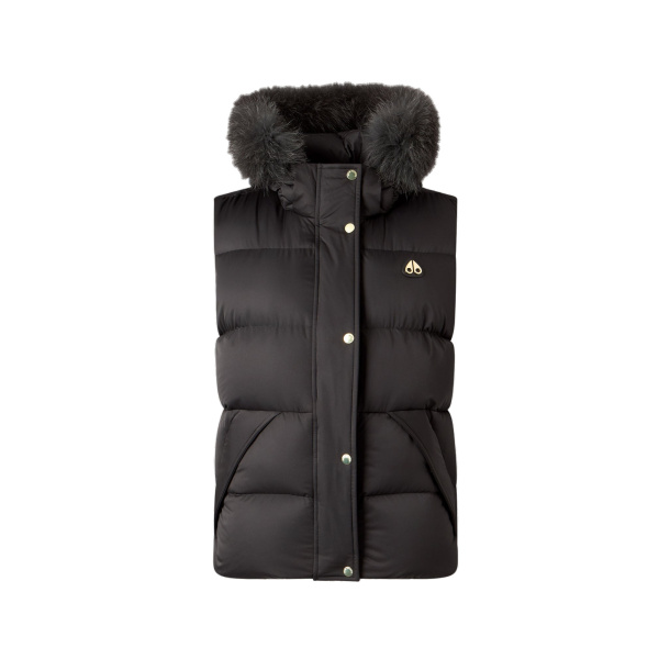 Moose Knuckles Northbound Fox Fur & Down Vest in Black | Luxury Shoes 