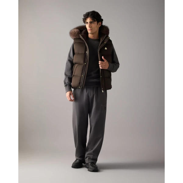 Moose Knuckles Northbound Fox Fur & Down Vest in Espresso | Men Jackets | Luxury Shoes 