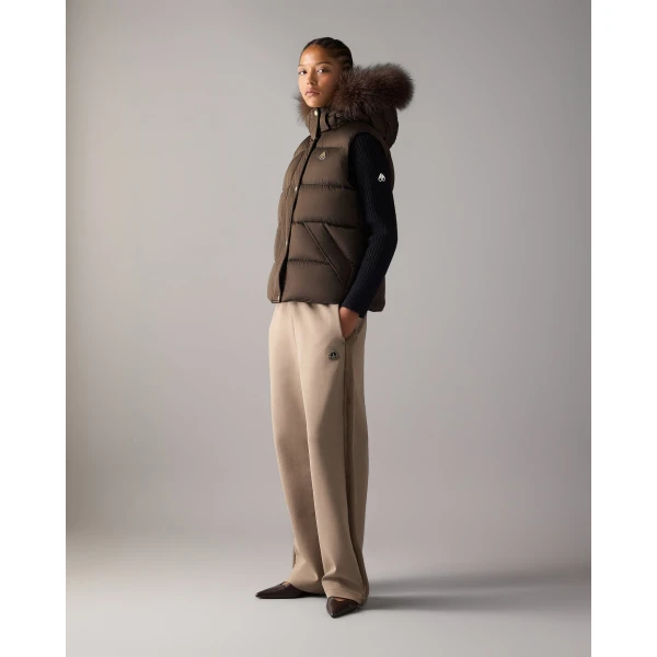 Moose Knuckles Northbound Fox Fur & Down Vest in Espresso | Vests | Luxury Shoes 