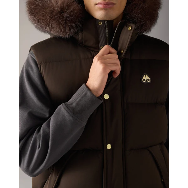 Moose Knuckles Northbound Fox Fur & Down Vest in Espresso | Men Jackets | Luxury Shoes 