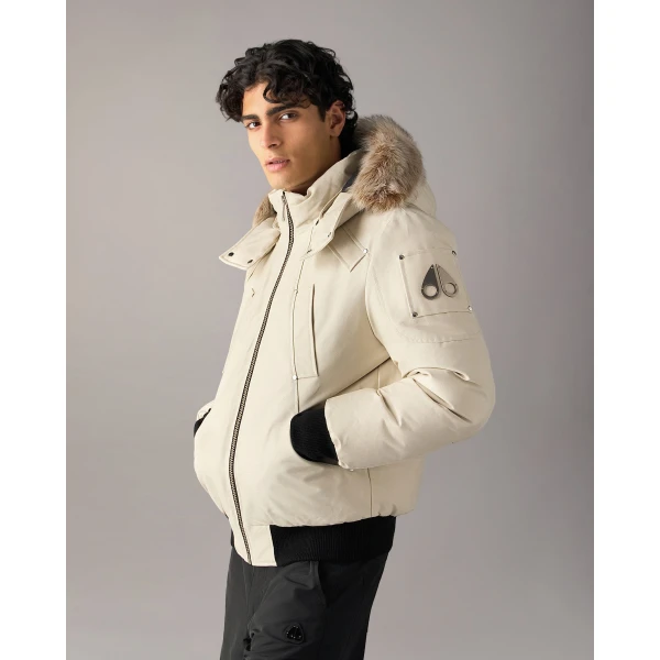 Moose Knuckles Original Ballistic Down Bomber in Alabaster and Bronze | Men Jackets | Luxury Shoes 